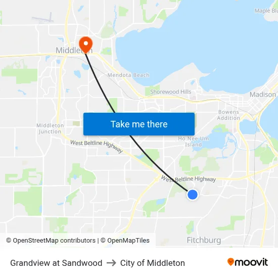 Grandview at Sandwood to City of Middleton map