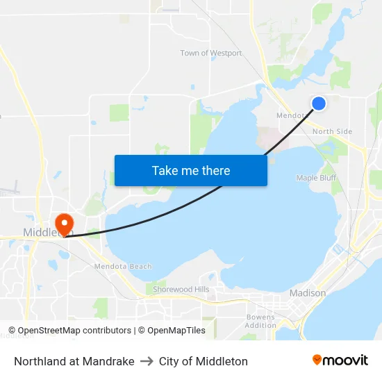 Northland at Mandrake to City of Middleton map