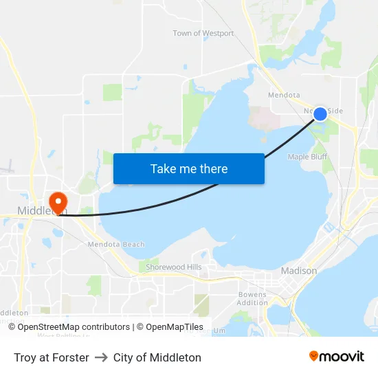 Troy at Forster to City of Middleton map