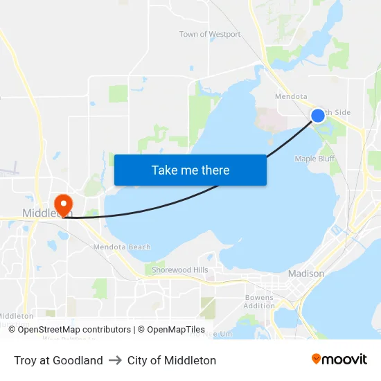 Troy at Goodland to City of Middleton map