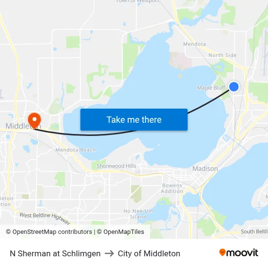 N Sherman at Schlimgen to City of Middleton map