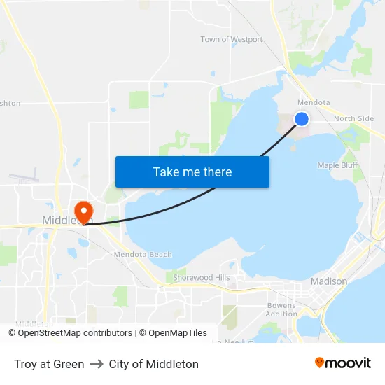 Troy at Green to City of Middleton map