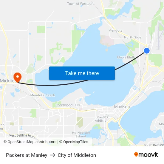 Packers at Manley to City of Middleton map