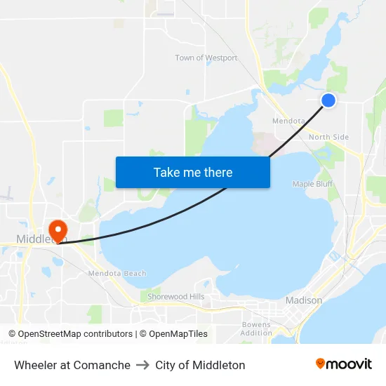 Wheeler at Comanche to City of Middleton map