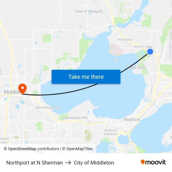 Northport at N Sherman to City of Middleton map