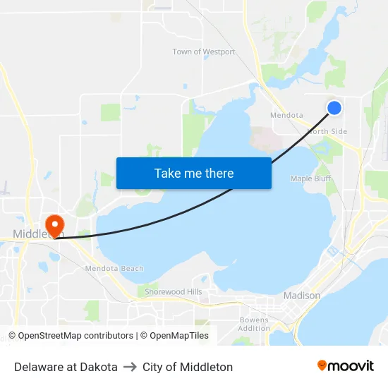 Delaware at Dakota to City of Middleton map