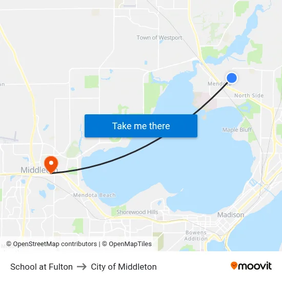 School at Fulton to City of Middleton map
