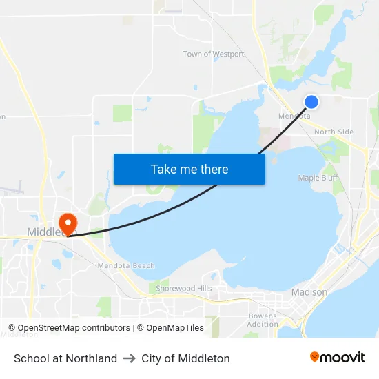 School at Northland to City of Middleton map
