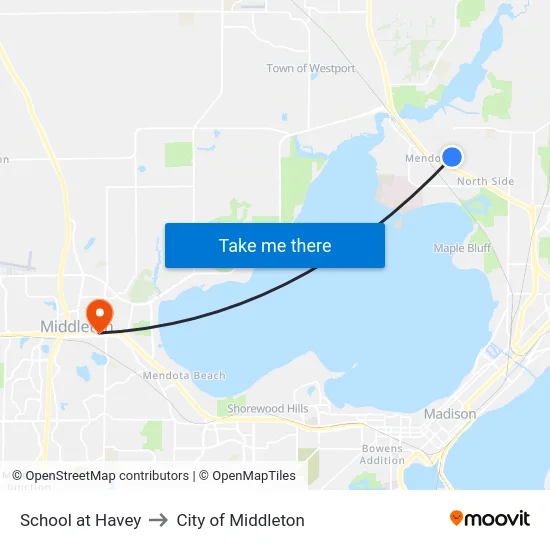 School at Havey to City of Middleton map
