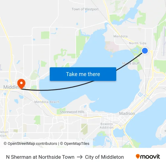 N Sherman at Northside Town to City of Middleton map