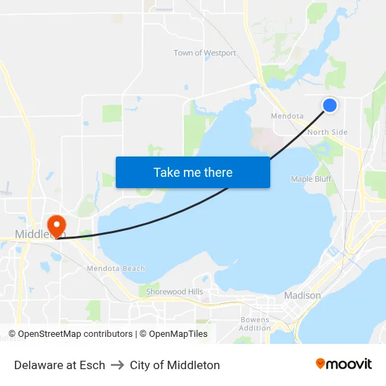 Delaware at Esch to City of Middleton map