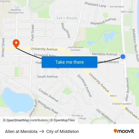 Allen at Mendota to City of Middleton map