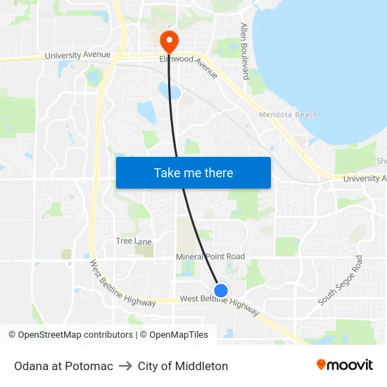 Odana at Potomac to City of Middleton map