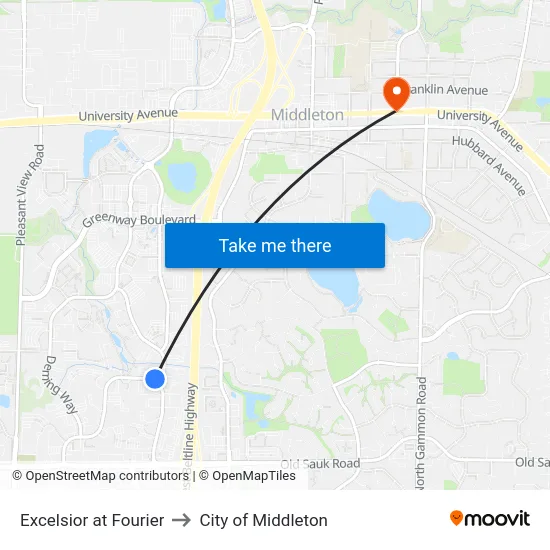 Excelsior at Fourier to City of Middleton map