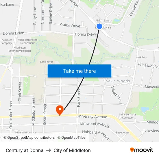 Century at Donna to City of Middleton map