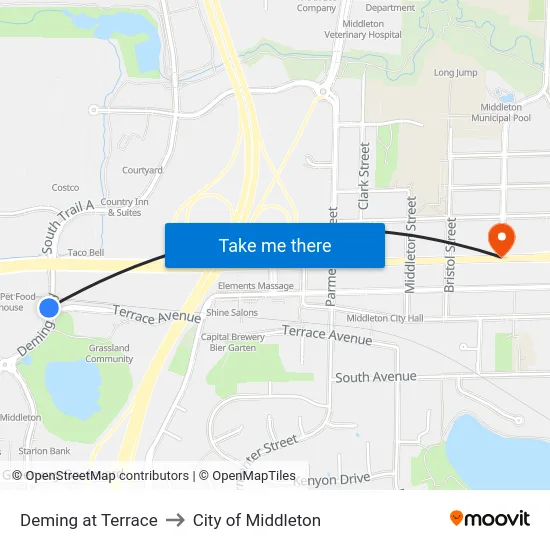 Deming at Terrace to City of Middleton map