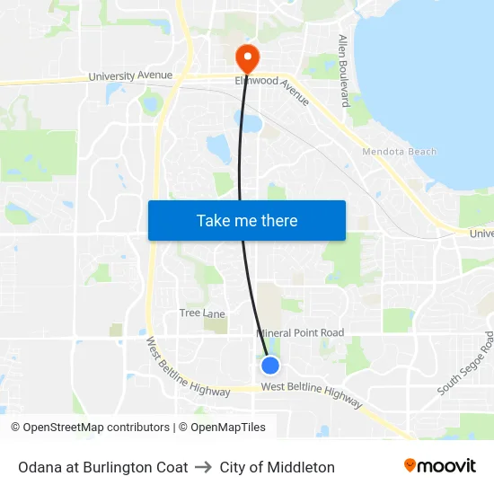 Odana at Burlington Coat to City of Middleton map
