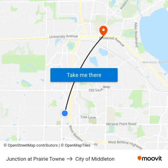 Junction at Prairie Towne to City of Middleton map