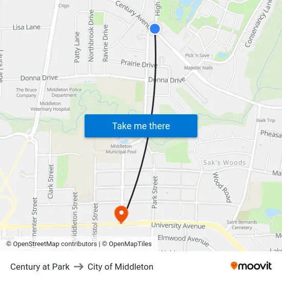 Century at Park to City of Middleton map