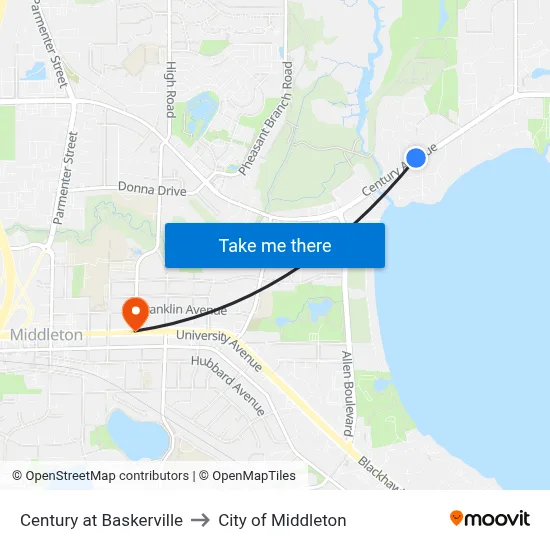 Century at Baskerville to City of Middleton map