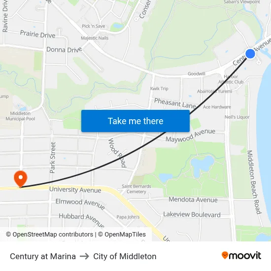Century at Marina to City of Middleton map