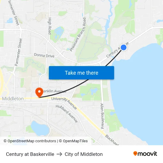 Century at Baskerville to City of Middleton map