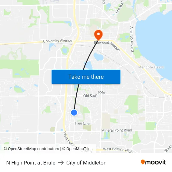 N High Point at Brule to City of Middleton map