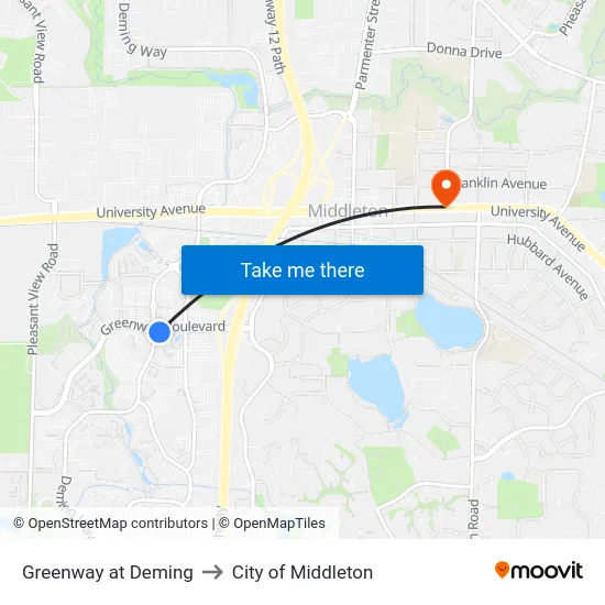 Greenway at Deming to City of Middleton map