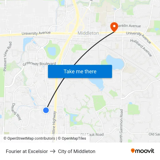 Fourier at Excelsior to City of Middleton map