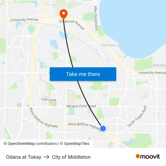 Odana at Tokay to City of Middleton map
