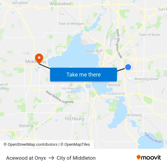 Acewood at Onyx to City of Middleton map