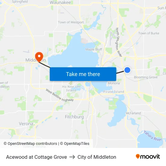 Acewood at Cottage Grove to City of Middleton map