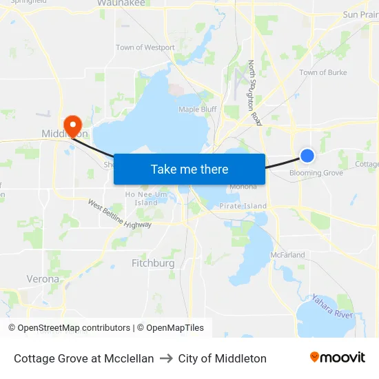 Cottage Grove at Mcclellan to City of Middleton map