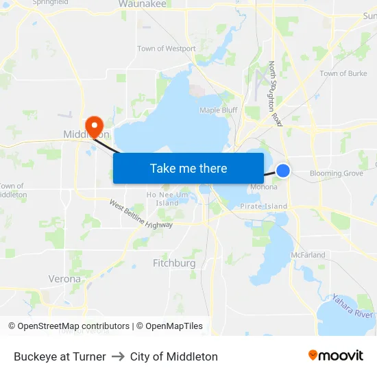 Buckeye at Turner to City of Middleton map