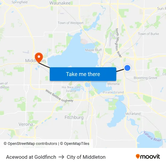Acewood at Goldfinch to City of Middleton map