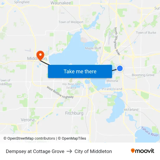 Dempsey at Cottage Grove to City of Middleton map