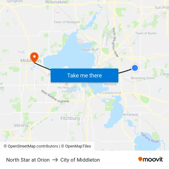 North Star at Orion to City of Middleton map