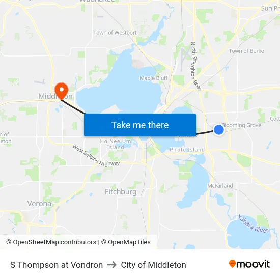 S Thompson at Vondron to City of Middleton map