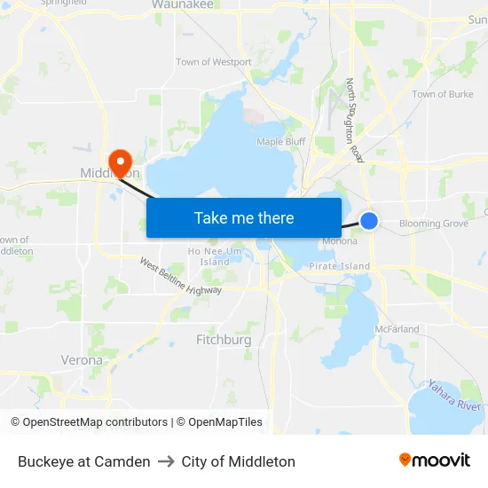 Buckeye at Camden to City of Middleton map