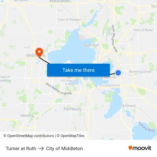 Turner at Ruth to City of Middleton map