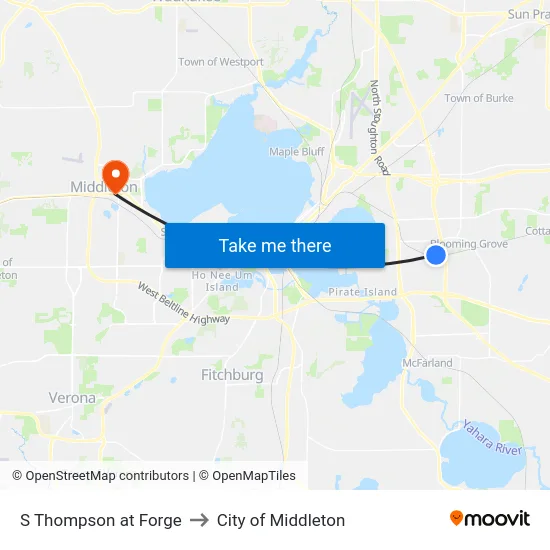 S Thompson at Forge to City of Middleton map