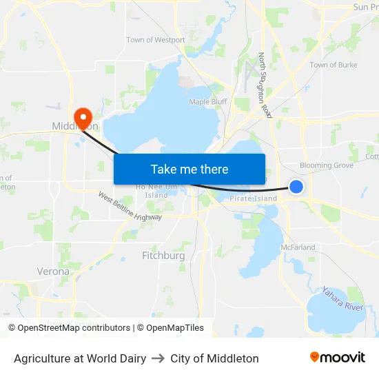 Agriculture at World Dairy to City of Middleton map