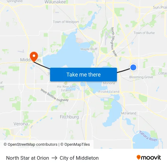 North Star at Orion to City of Middleton map