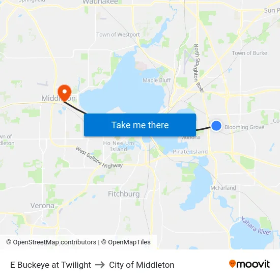 E Buckeye at Twilight to City of Middleton map
