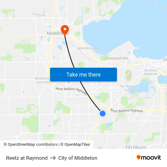Reetz at Raymond to City of Middleton map