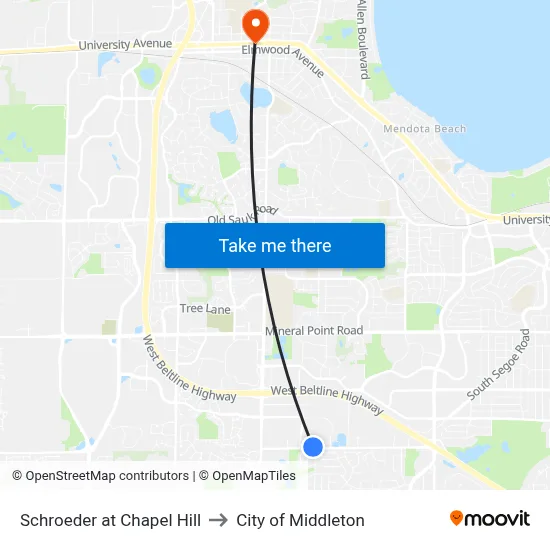 Schroeder at Chapel Hill to City of Middleton map