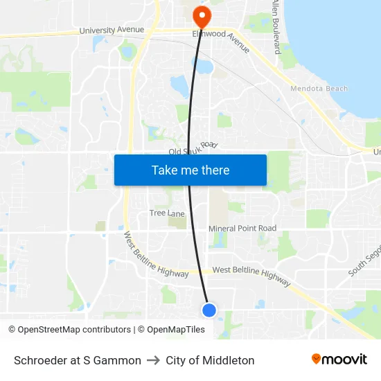 Schroeder at S Gammon to City of Middleton map