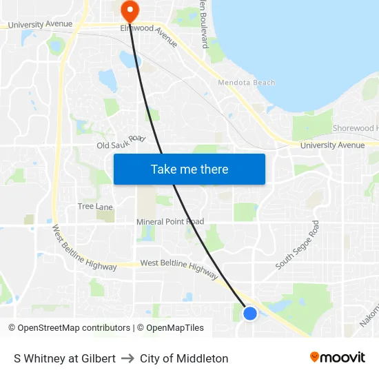 S Whitney at Gilbert to City of Middleton map