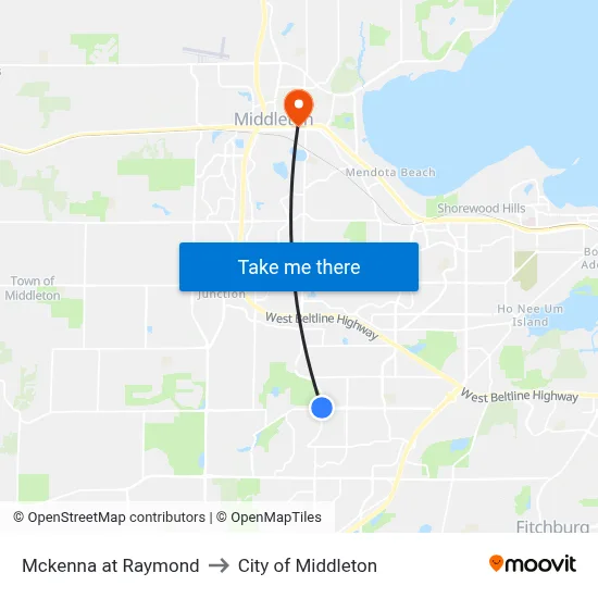 Mckenna at Raymond to City of Middleton map