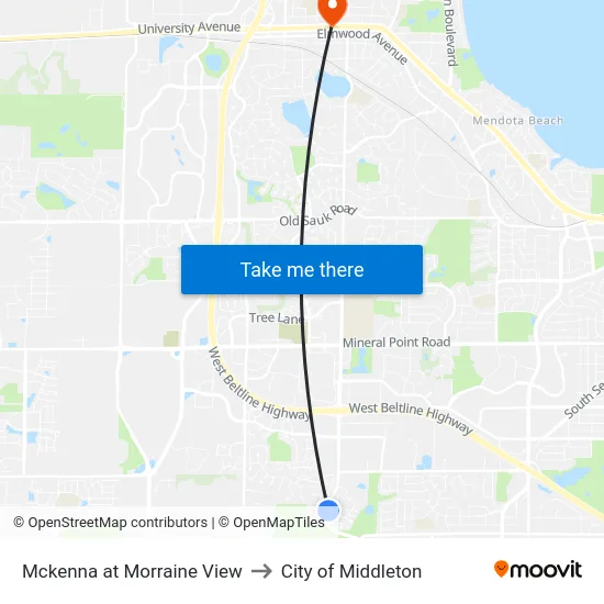 Mckenna at Morraine View to City of Middleton map